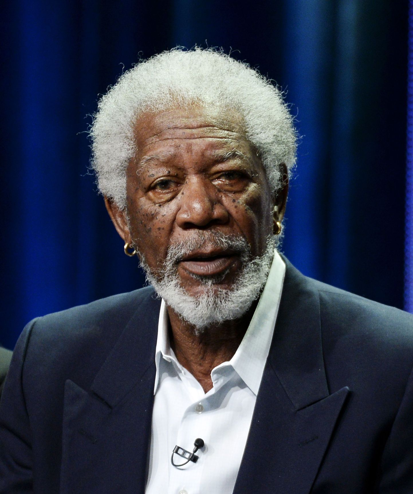 Executive producer Morgan Freeman of the new drama series "Madam Secretary' participates in a panel during CBS network's portion of the 2014 Television Critics Association Cable Summer Press Tour in Beverly Hills, California July 17, 2014. (REUTERS/Kevork Djansezian  (UNITED STATES - Tags: ENTERTAINMENT MEDIA SOCIETY HEADSHOT)