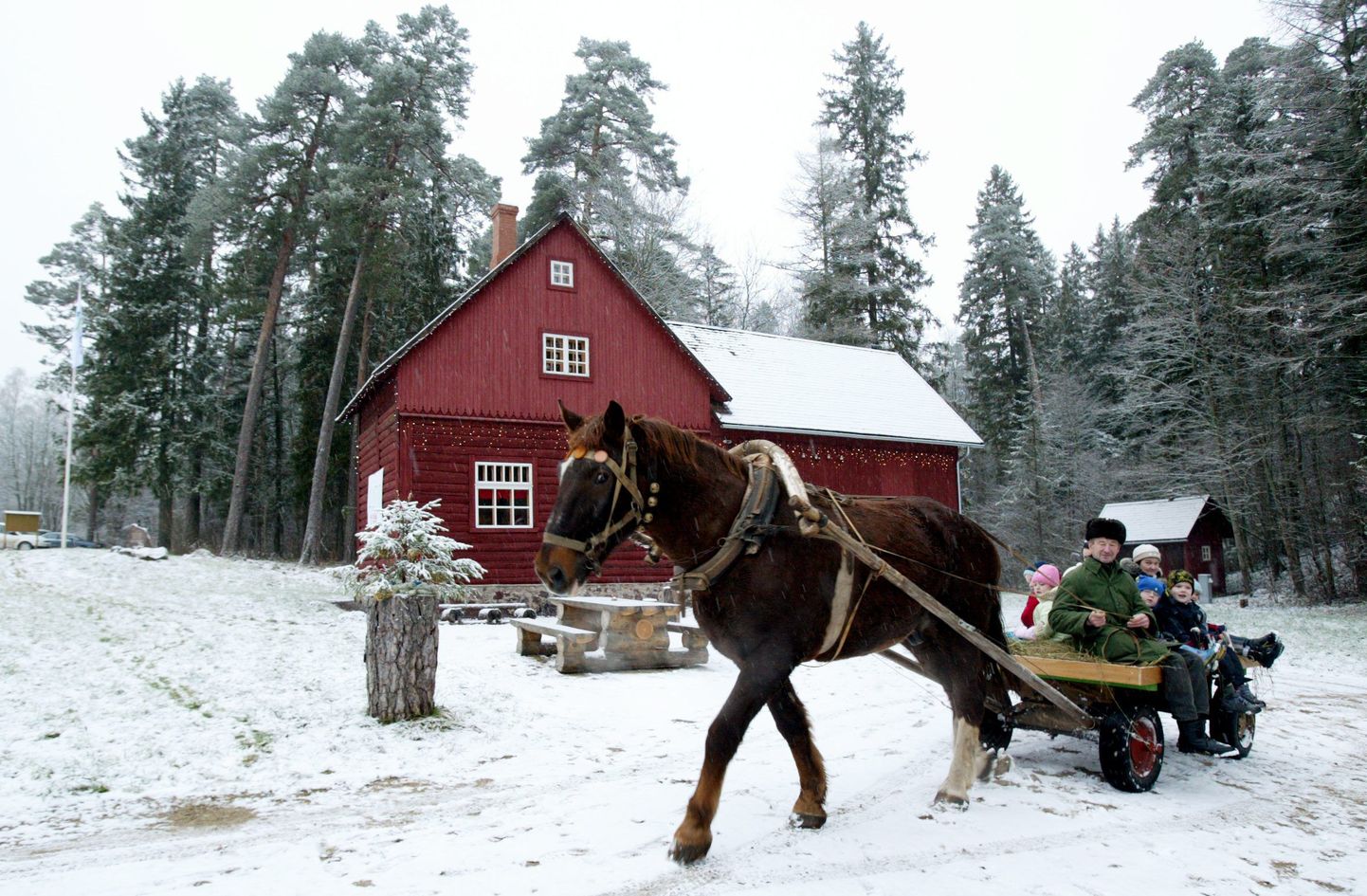 Roelas loodud jõulumaal saavad lapsed ka hobusega sõita.