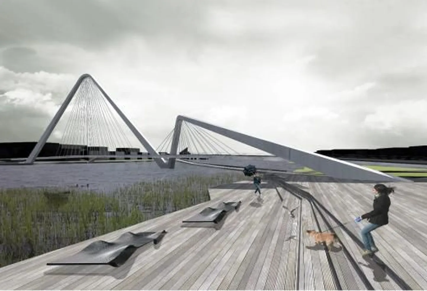 Britt Vaheri magistritöö põhilahendus keskendub kahe Pärnu piirkonna ühenduse loomisele ja võimalikule kesklinna aktivaatorile ̶  planeeritavale sillale.