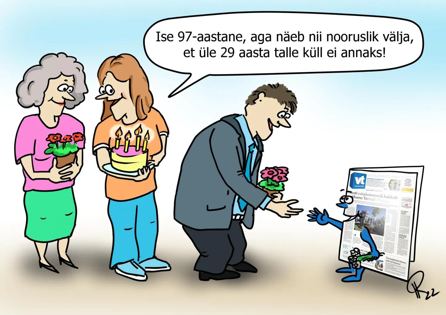 Nädala karikatuur "Virumaa Teatajal oli sünnipäev."
