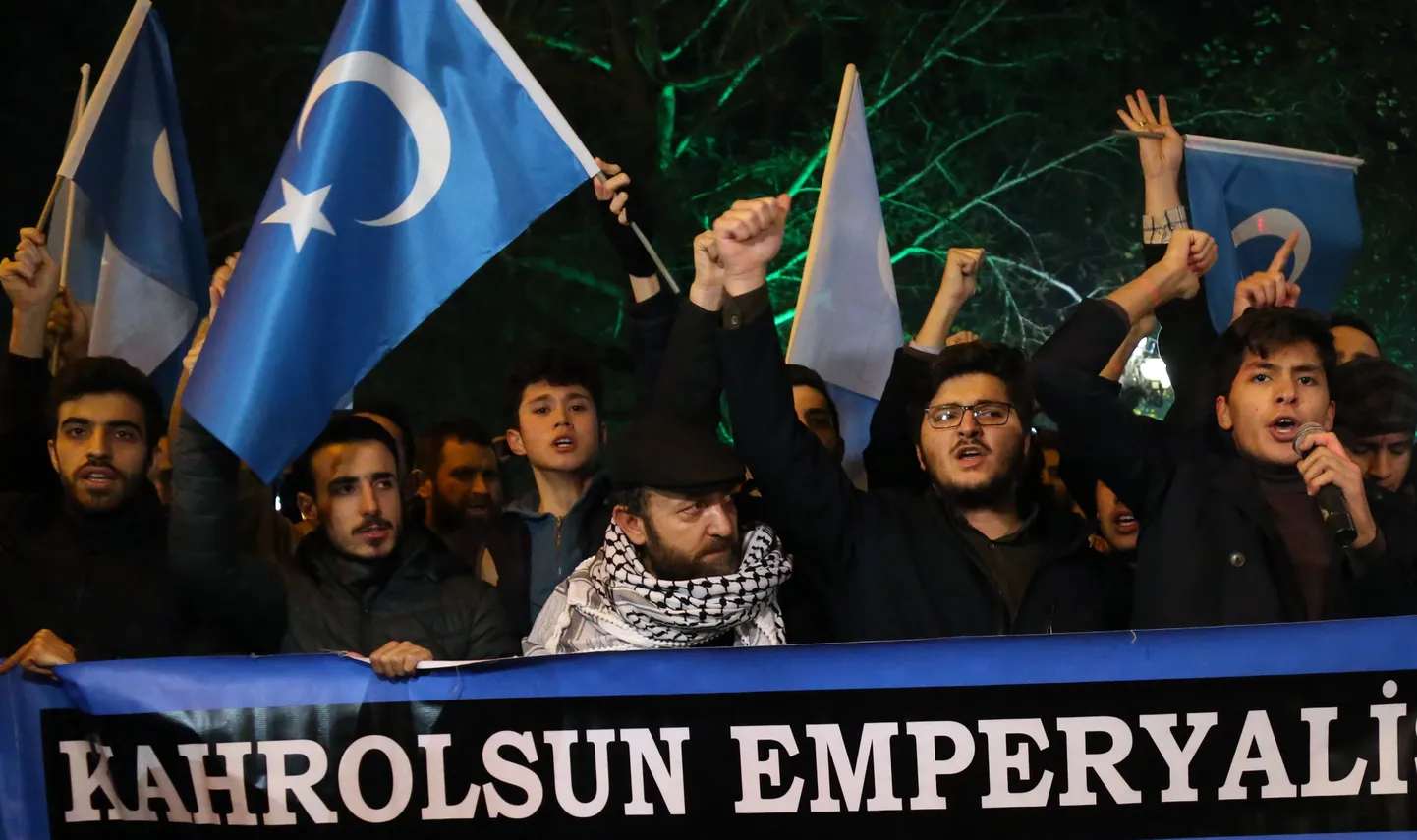 Türklaste ja uiguuride meeleavaldus Hiina sammude vastu Xinjiangis 20. detsember 2019.