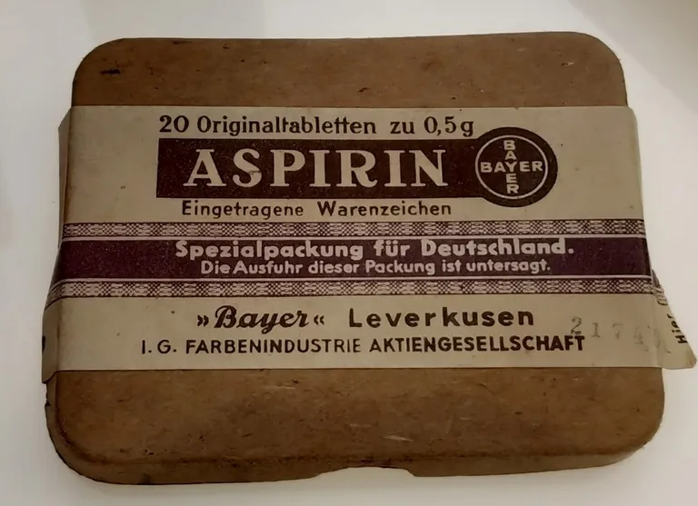 10. august 1897
Aspiriinipakend märkega, et seda ei tohi Saksamaalt eksportida.