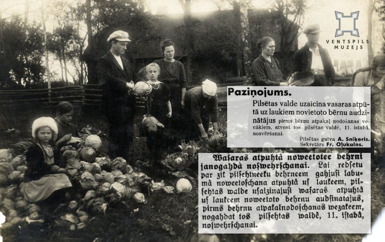 Lauku darbi kopā ar bērniem “Vārniņās” pie Tārgales 1920-30tie.