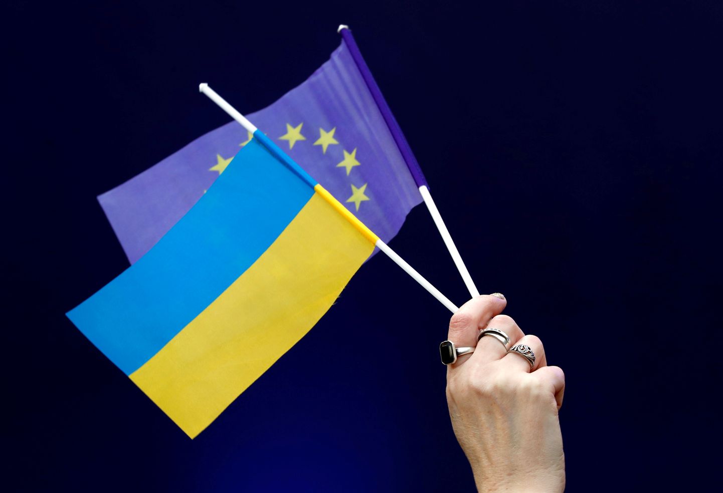 Флаги Украины и Евросоюза.