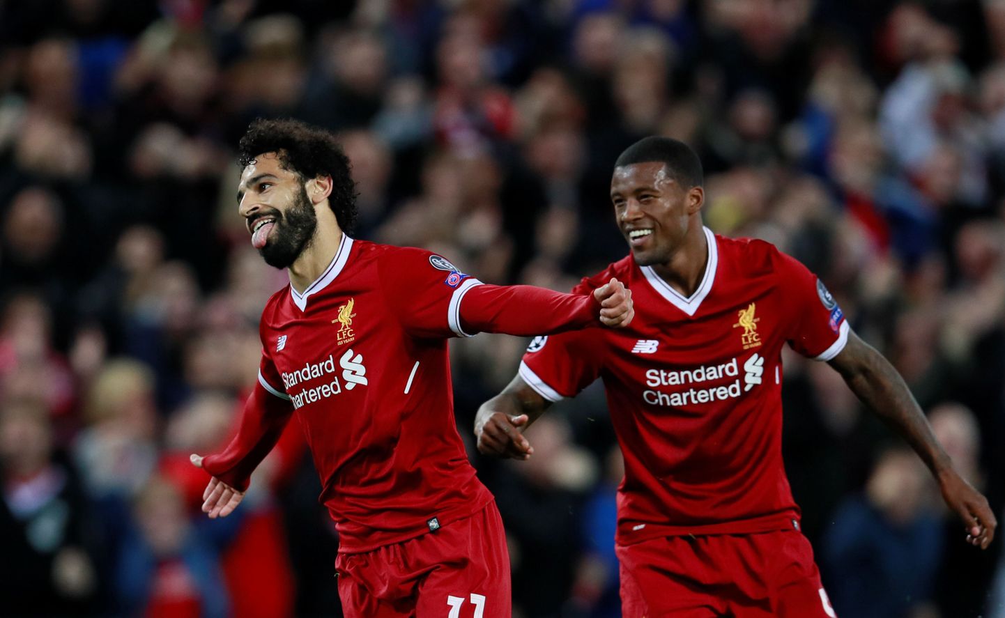 Liverpooli suurim väravakütt Mohamed Salah (vasakul) ja tema meeskonnakaaslased võivad loosiga rahule jääda.