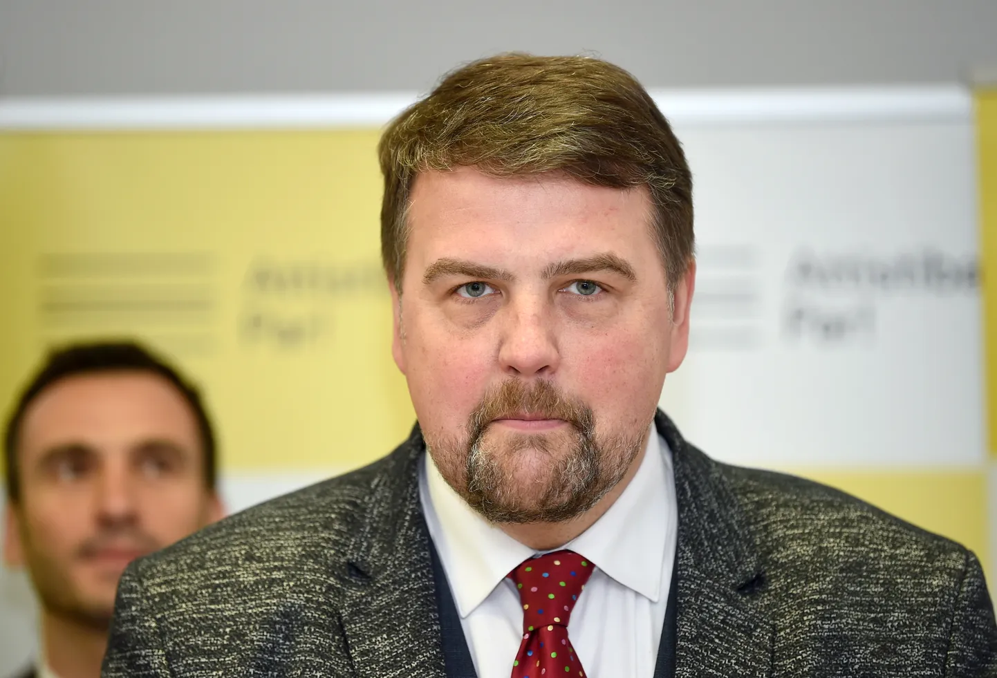 Eiropas Parlamenta deputāts Ivars Ijabs piedalās partiju apvienības "Attīstībai/Par!" rīkotajā preses konferencē, kurā informē par tās startu iespējamās Rīgas domes ārkārtas vēlēšanās.
