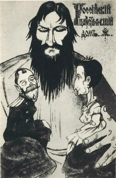Rasputin mängib tsaari ja tsarinnaga nagu käpiknukkudega. 1915
