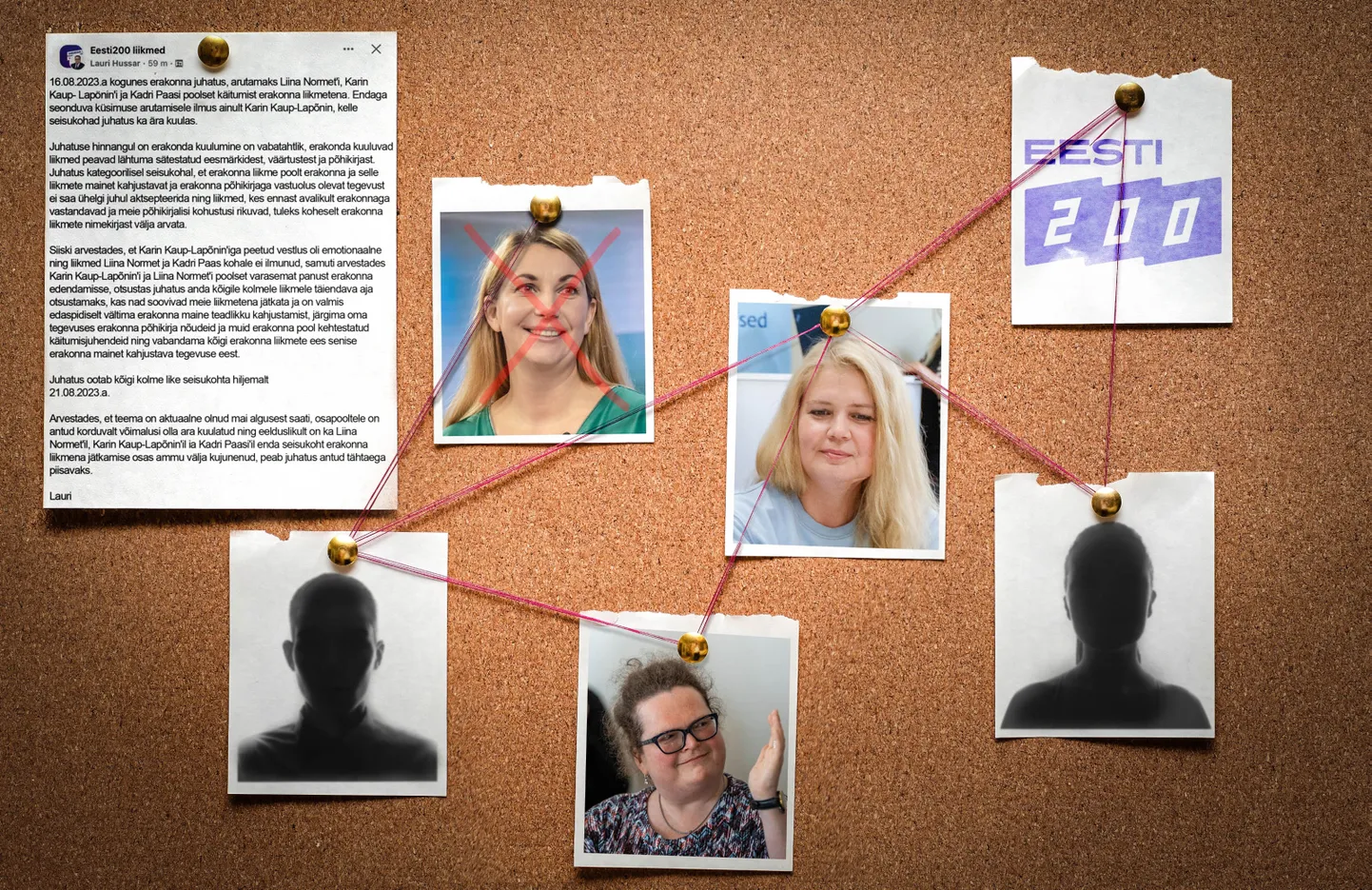 Eesti 200 juhatus palus (vasakult) Liina Normetil, Kadri Paasil ja Karin Kaup-Lapõninil otsustada, kas nad soovivad erakonnas jätkata või ei. Lahkumisotsuse on praeguseks teinud vaid Normet.