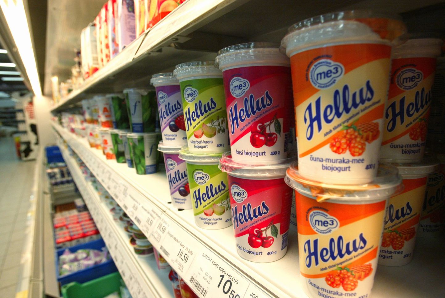 Pildil Meieri Helluse jogurtid, mis sisaldavad piimhappebakterit Lactobacillus fermentum ME-3. Lõuna-Koreas saab kasulik bakter oma tootesarja.
