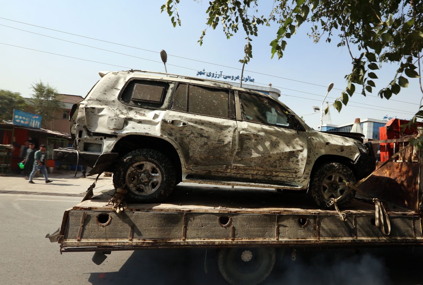 Sõiduk, milles Afganistani asepresident Amrullah Saleh rünnaku ajal oli.