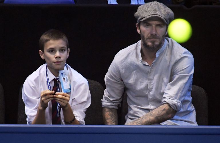 David Beckham ja ta poeg Romeo tennist vaatamas