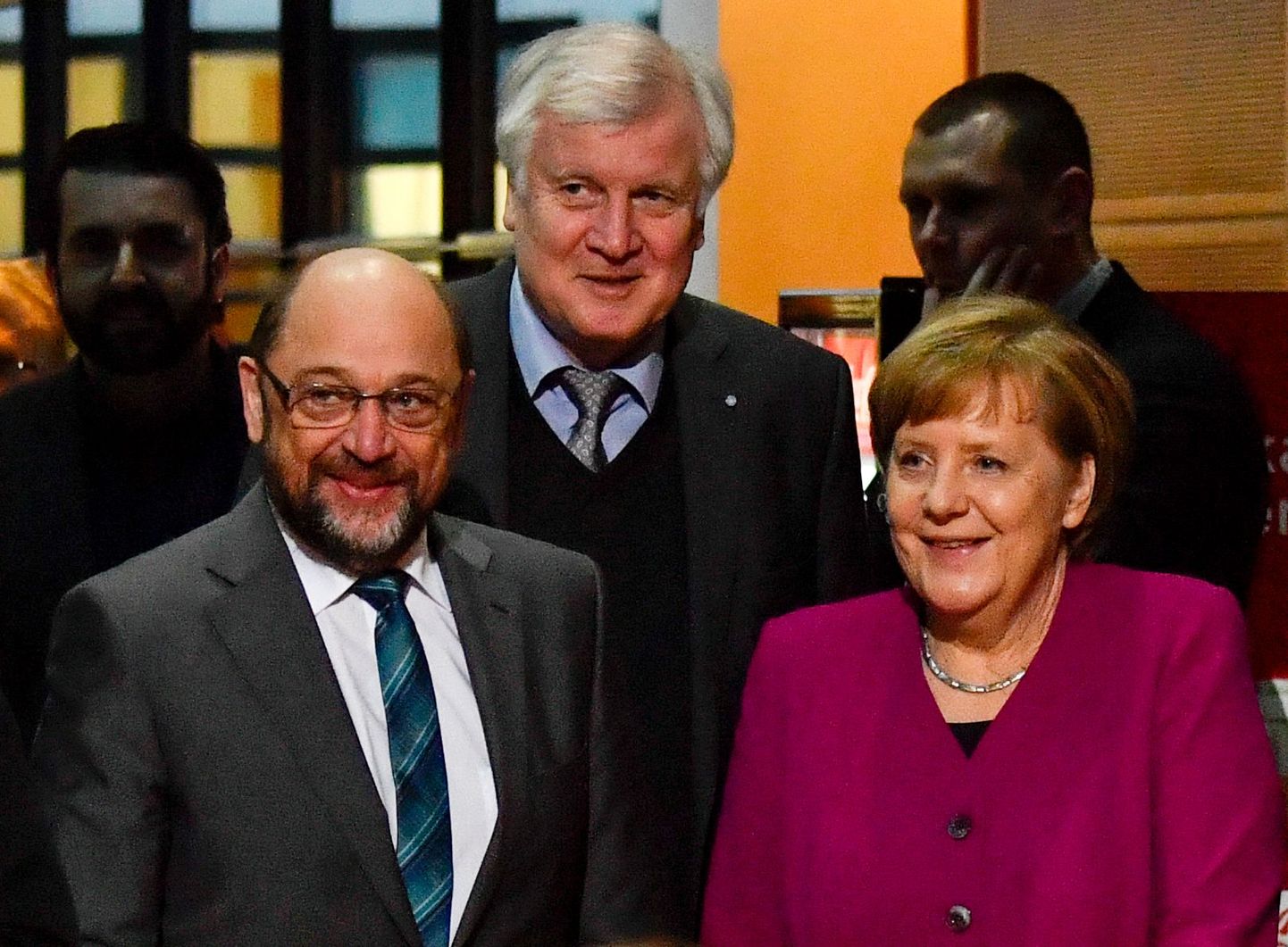 Angela Merkel (paremal), Horst Seehofer (keskel) ja Martin Schulz.