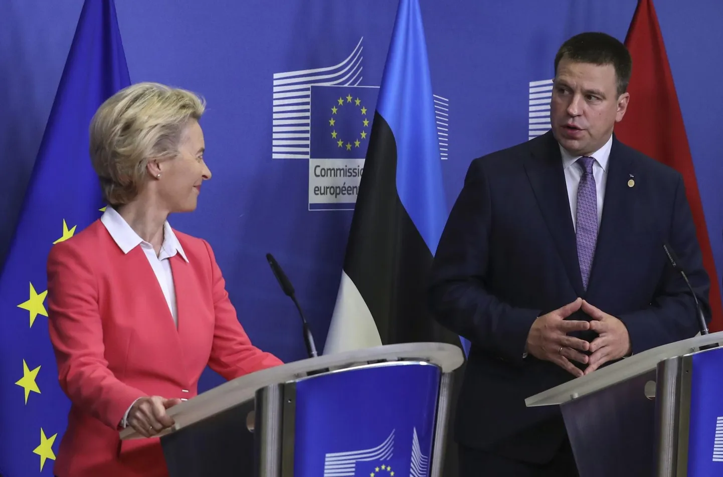 Euroopa Komisjoni president Ursula von der Leyen ja Eesti peaminister Jüri Ratas eile Brüsselis.