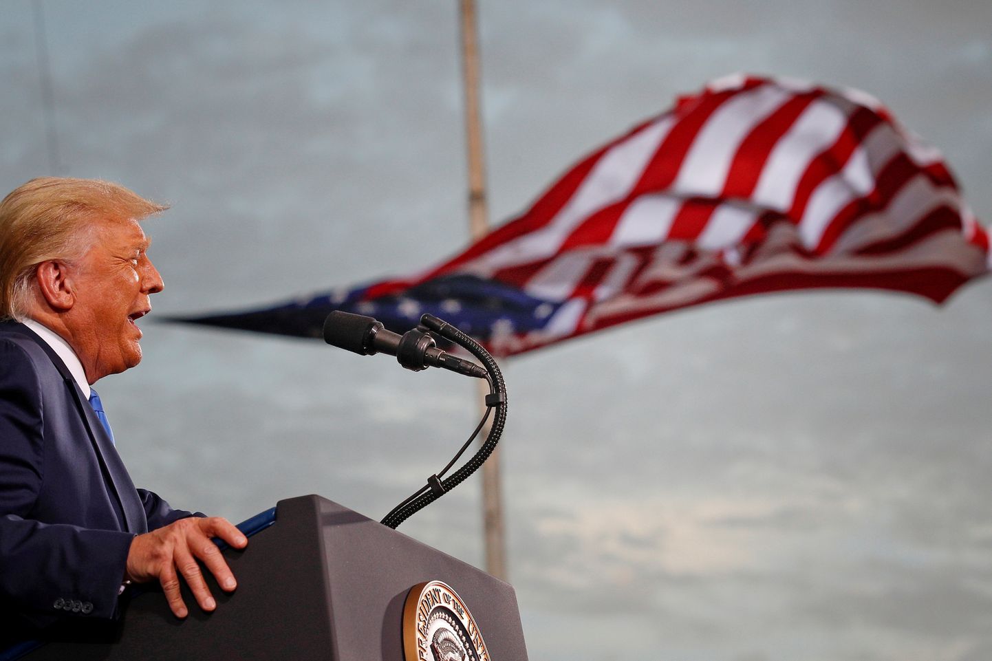 USA president Donald Trump presidendivalimiste kampaania ajal 2020. aasta septembris kõnet pidamas