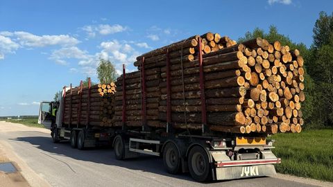 ФОТО ⟩ Полиция задержала лесовоз, перегруженный почти на 30 тонн