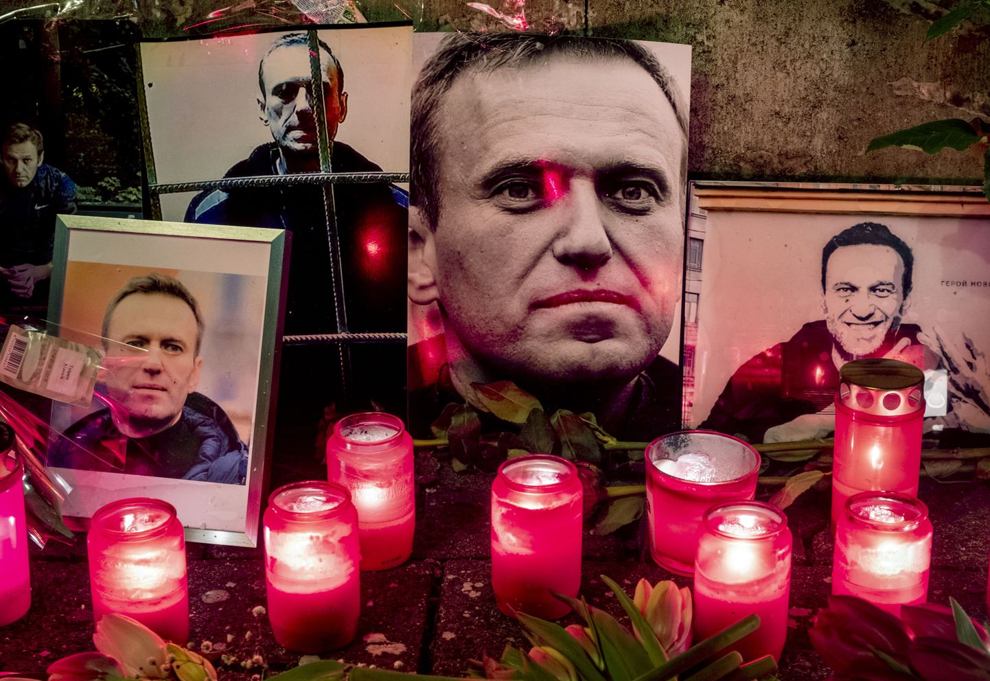 Один из стихийных мемориалов в память от Алексее Навальном, которые появились в России и во многих других странах после сообщения и смерти лидера российской оппозиции, которую его соратники однозначно трактуют как убийство.