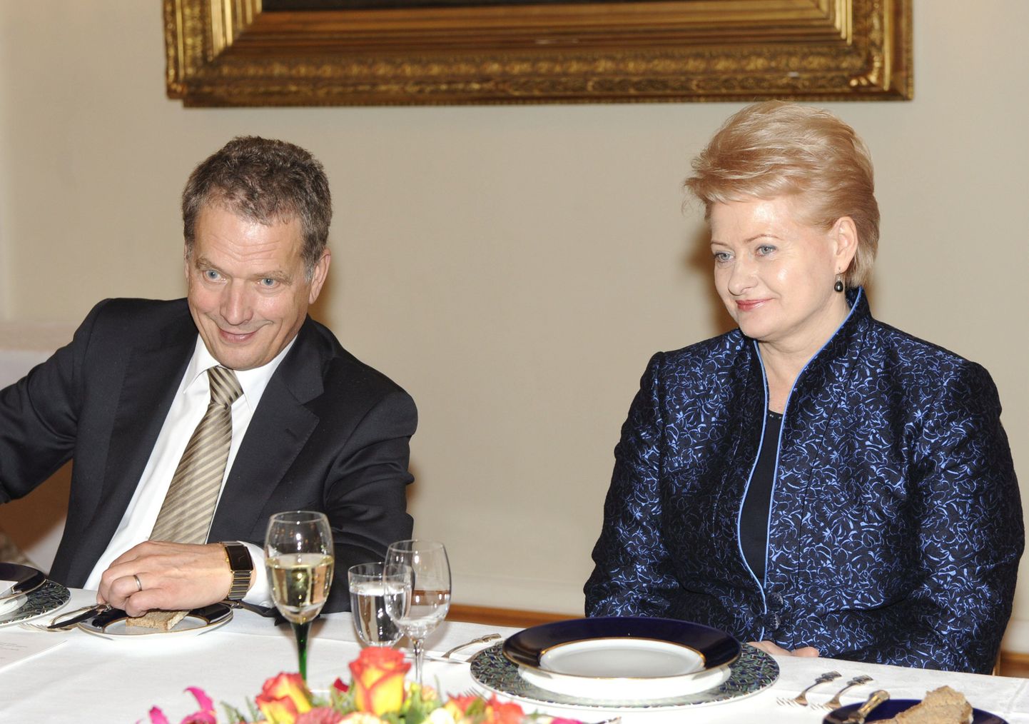 Soome parlamendi spiiker Sauli Niinistö ja Leedu president Dalia Grybauskaite.