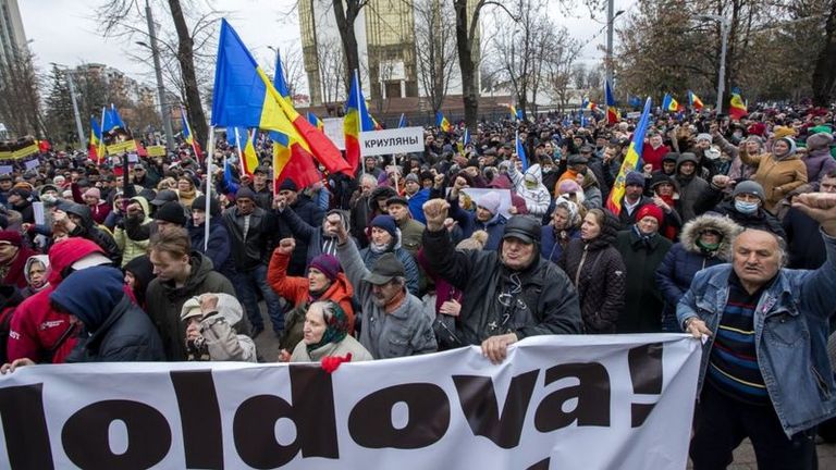 Акция протеста противников правительства Санду в Кишиневе.