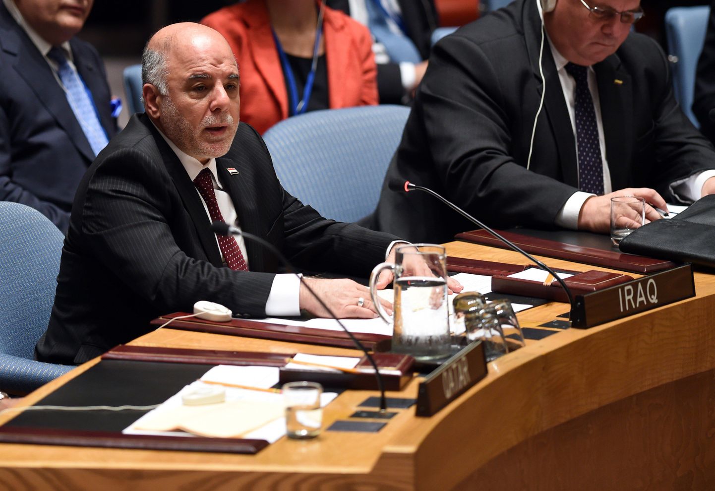 Iraagi peaminister Haidar al-Abadi ÜRO julgeolekunõukogu istungil.
