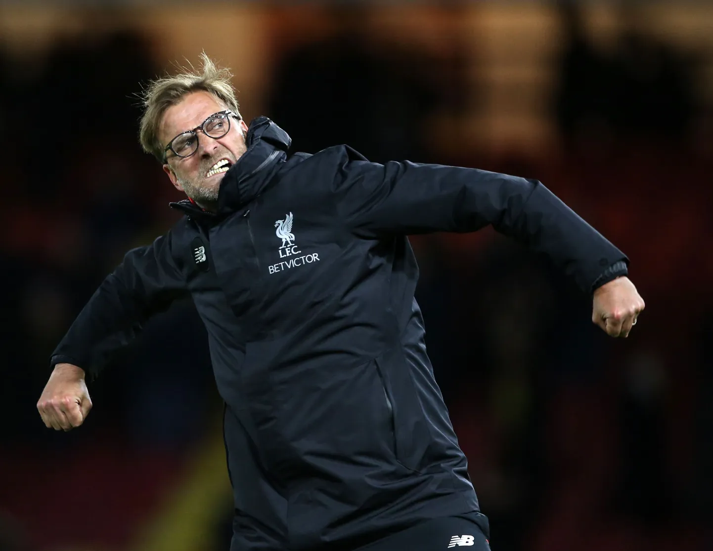Jürgen Klopp tähistamas Liverpooli võitu Watfordi üle.