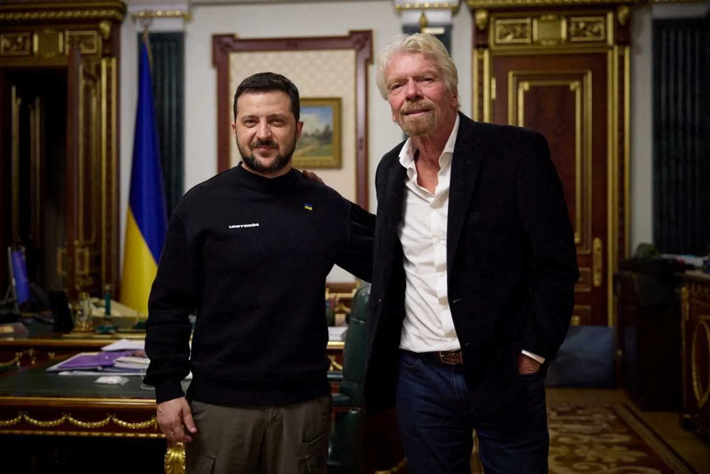 Volodõmõr Zelenskõi koos Richard Bransoniga Kiievis.