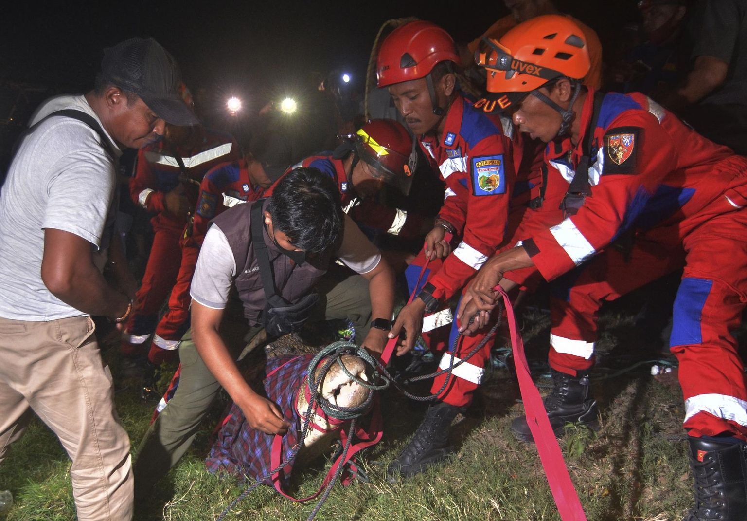 Päästetöötajad hoiavad Indon