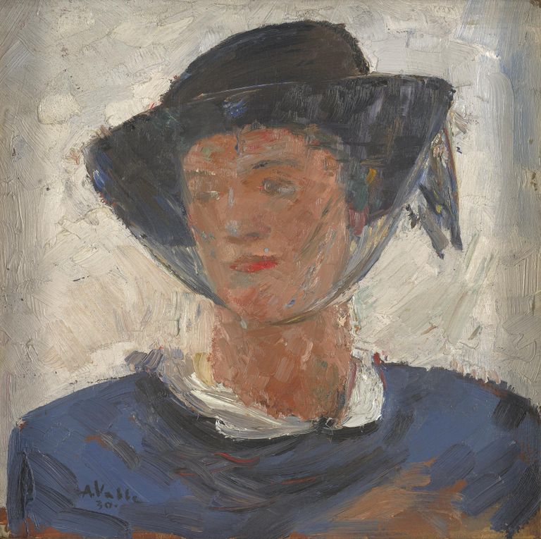 «Daami portree (Daam looriga).» 1930 Õli, papp