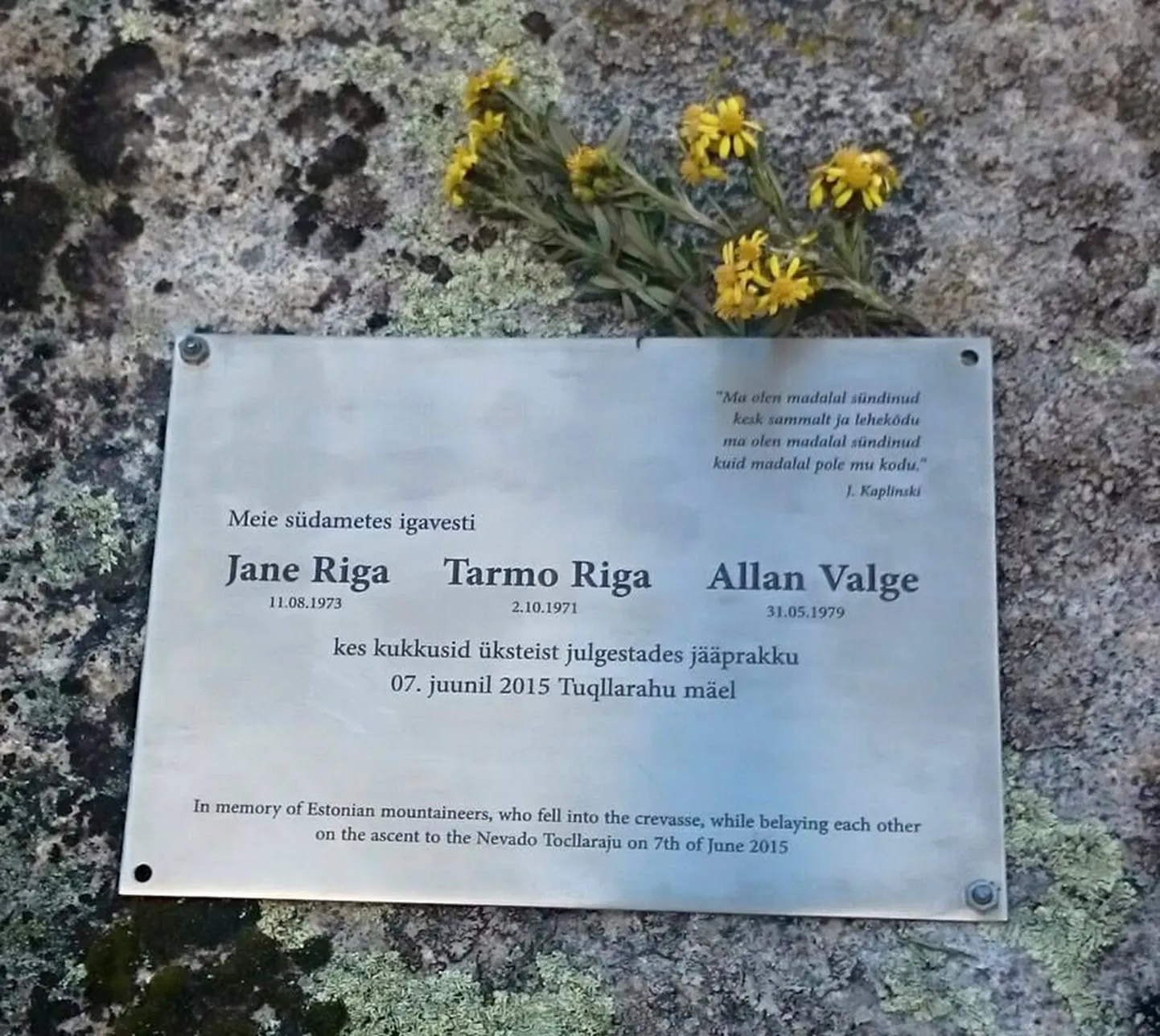 Mälestusmärk alpinistidele.