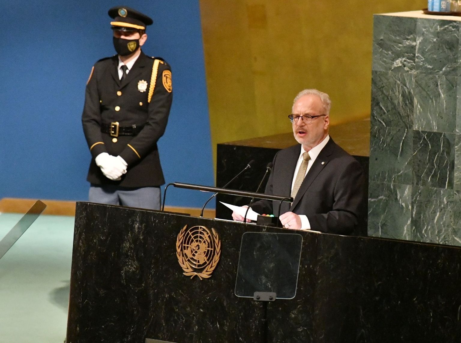21.09.2022. Valsts prezidents Egils Levits sniedz runu ANO Ģenerālās asamblejas 77. sesijā