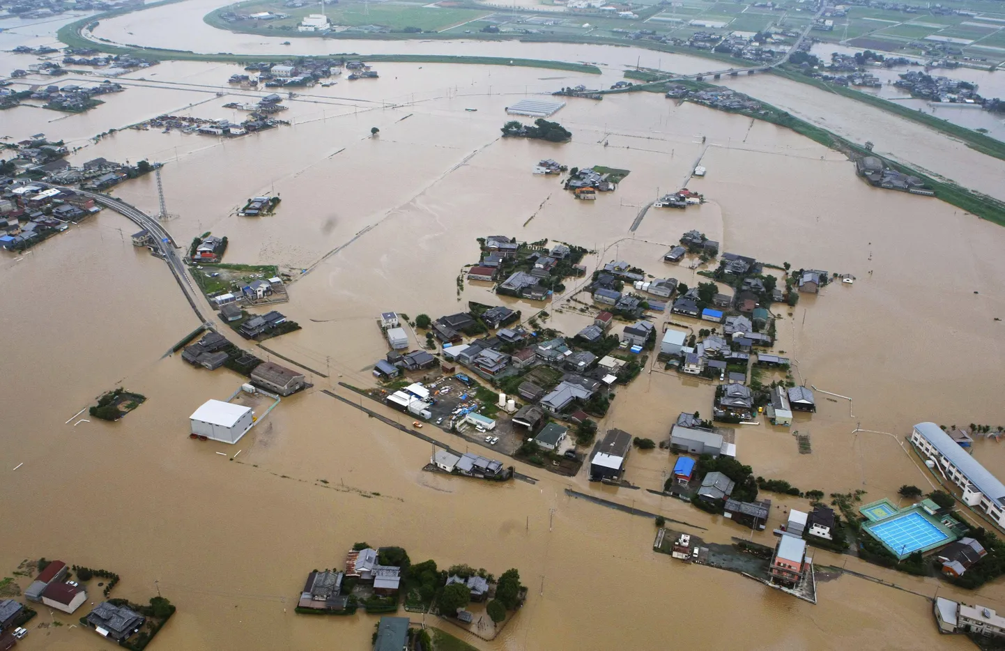 Üleujutatud Yanagawa linn Fukuoka prefektuuris.