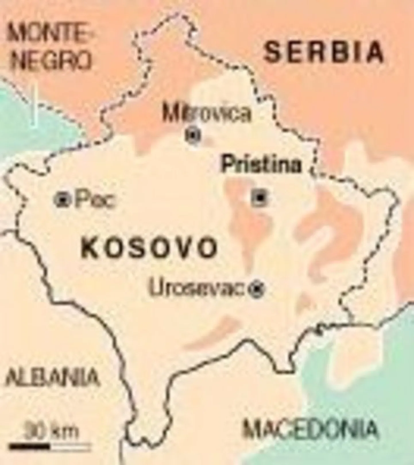 Карта Косово.