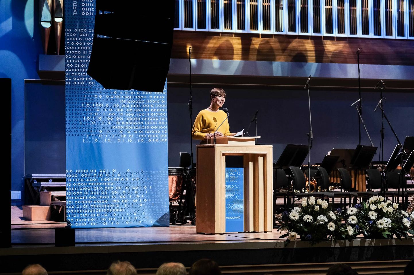 Vabariigi President Kersti Kaljulaid Tartu rahu 100. aastapäeva tähistamisel Tartus.