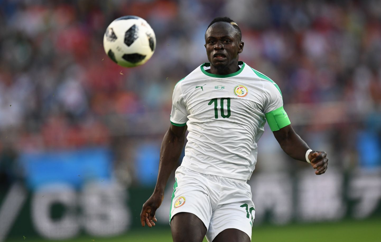 5554782 24.06.2018 Senegal's Sadio Mane controls a ball during the World Cup Group H soccer match between Japan and Senegal outside the Ekaterinburg Arena, in Yekaterinburg, Russia, June 24, 2018. Pavel Lisitsyn / Sputnik