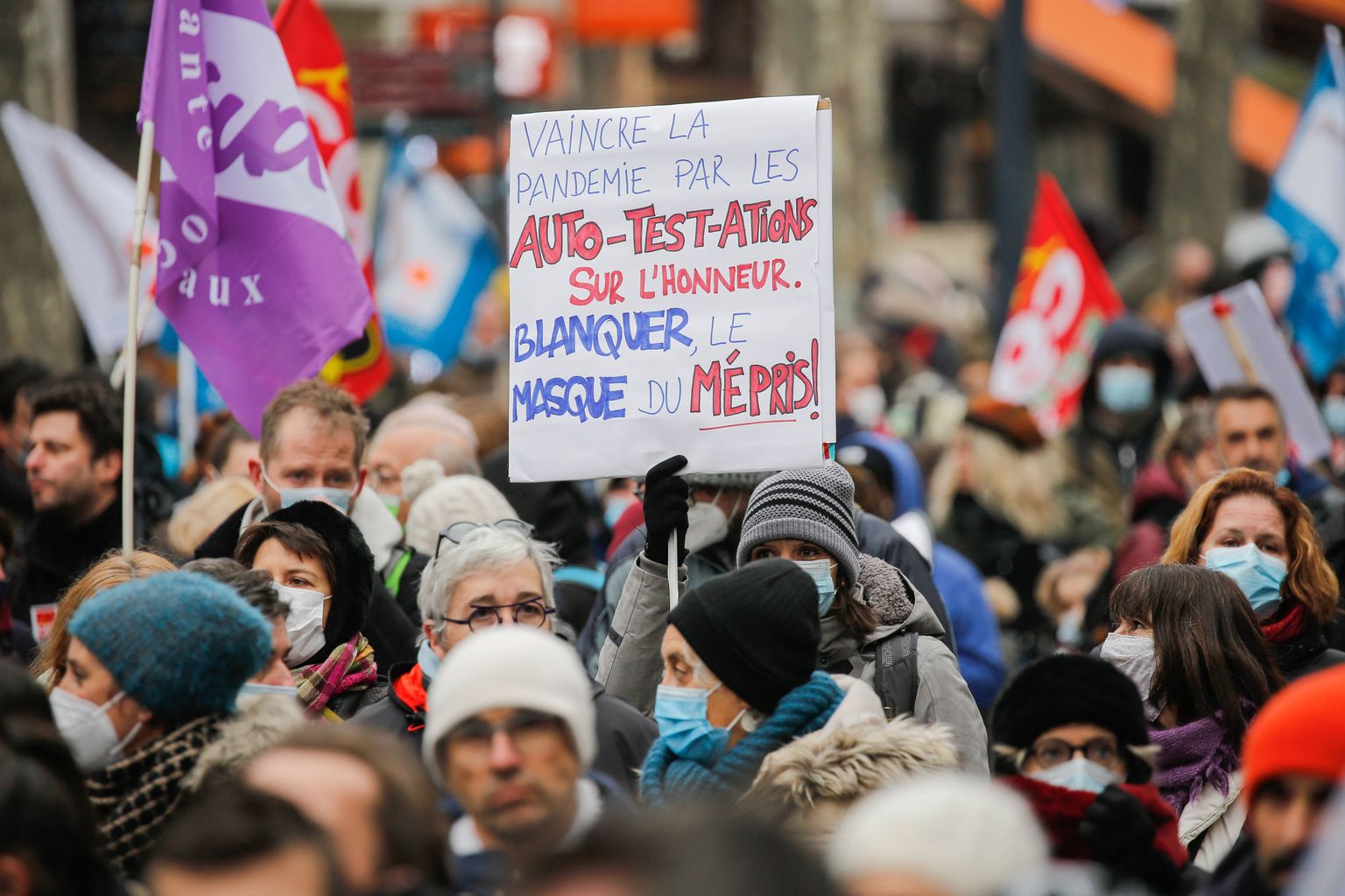 Prantsuse õpetajate ja haridustöötajate meeleavaldus 13. jaanuaril Toulouse'is.