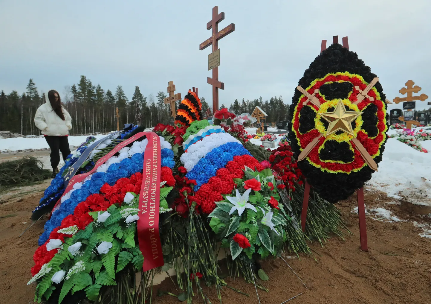 Ukrainas surma saanud Wagneri palgasõduri matus Peterburi kalmistul mullu 24. detsembril.