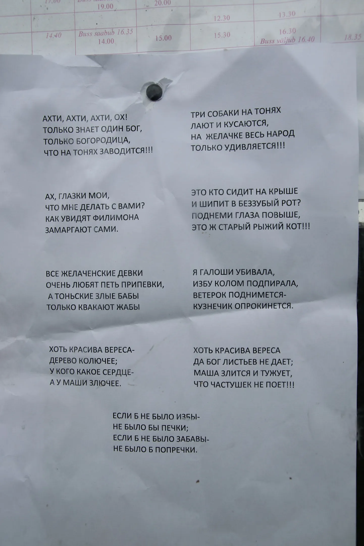Piirissaare Saare küla infotahvlile ilmus tšastuška.