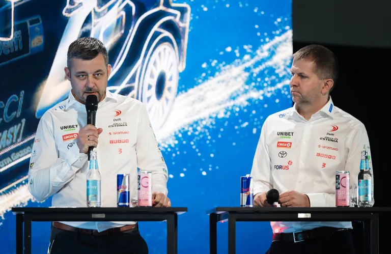 Rally Estonia korraldajad Janno Siitan (vasakul) ning Silver Kütt neljapäeval toimunud pressiüritusel.