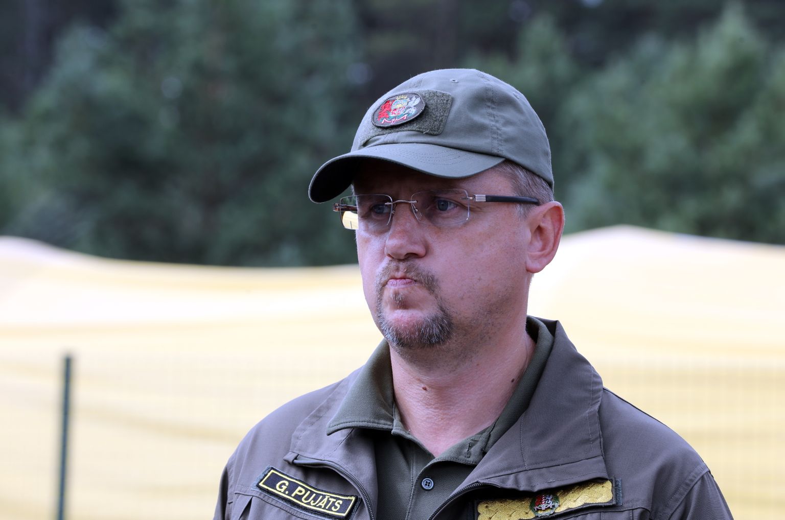 Valsts robežsardzes priekšnieks Guntis Pujāts  vizītes laikā Silenes robežpunktā uz Latvijas-Baltkrievijas robežas.