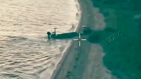 Ukraine claims world-first: Naval drone deploys armed robot for attack on Russian-held coast
