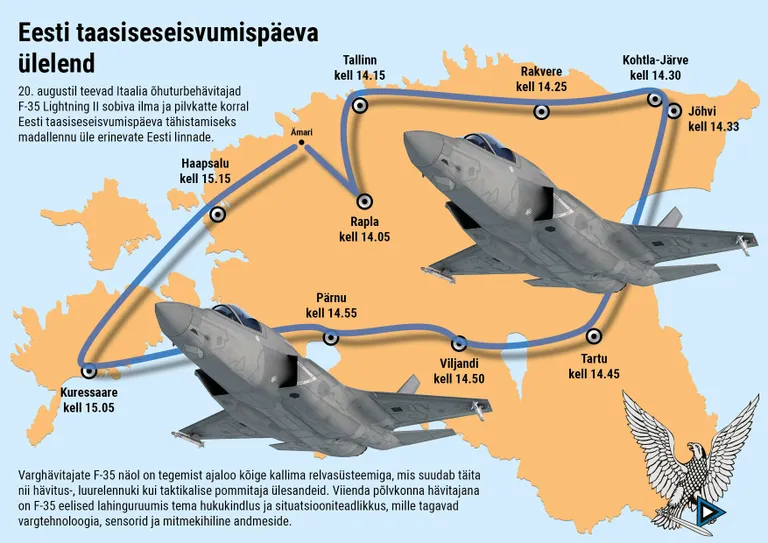 Kaart koos esialgsete ülelendude ajakavaga.