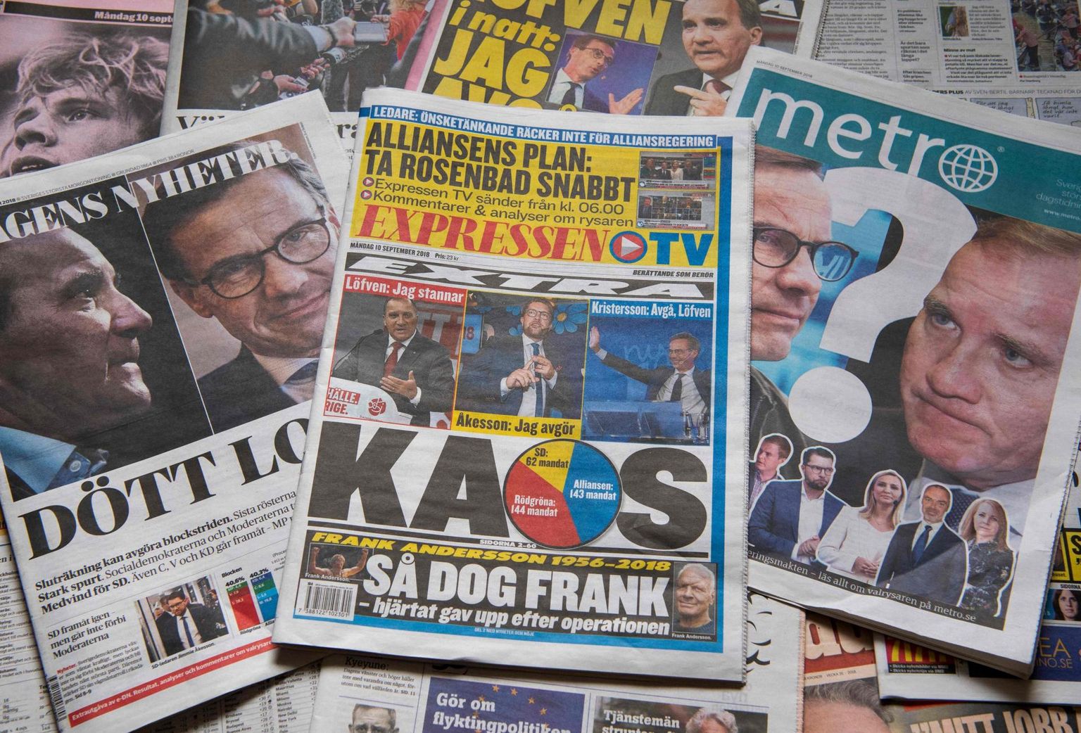 Rootsi ajalehtede eilsed esiküljed viitavad kaootilisele olukorrale riigi tulevikus – kahe suure, Stefan Löfveni ja Ulf Kristerssoni kõrvale on kerkinud ettearvamatu vabamängijana ka Jimmie Åkesson.