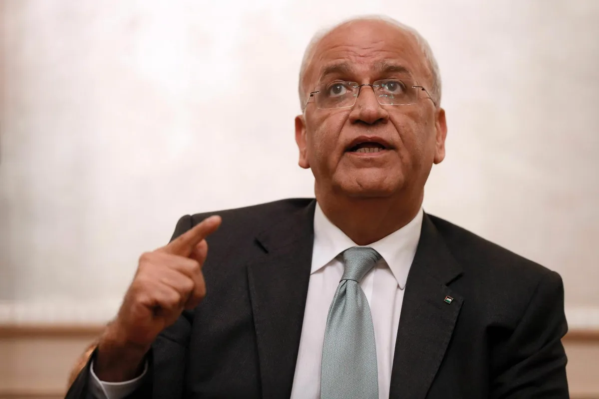 Palestiina omaaegne pealäbirääkija Saeb Erekat.