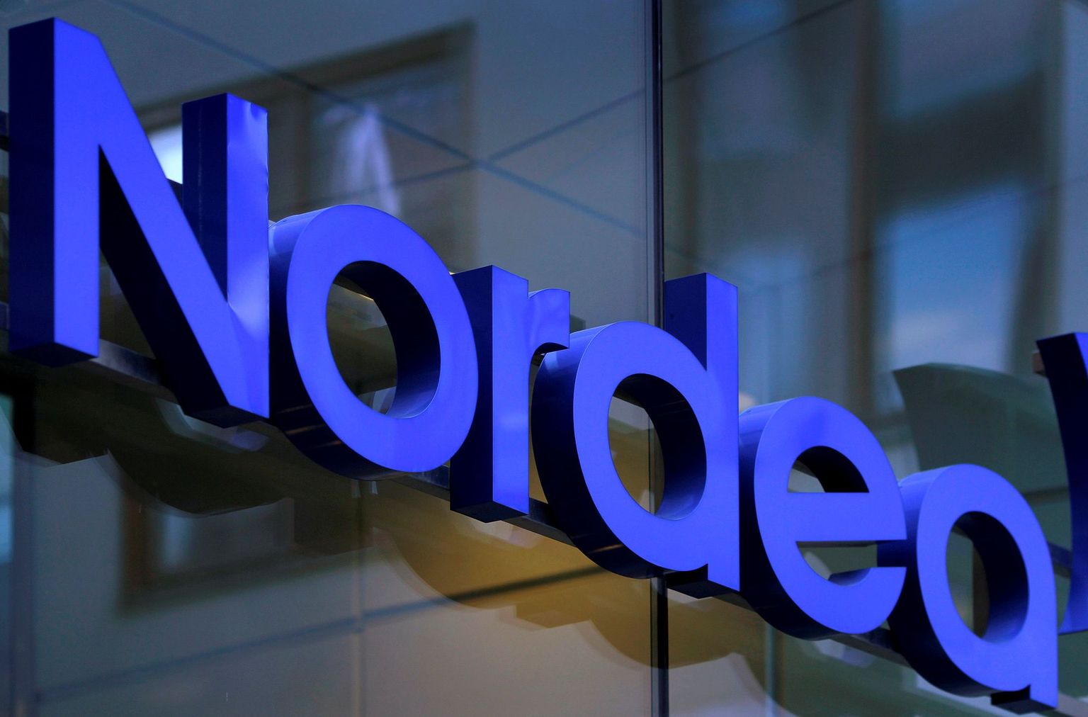 Nordea logo panga peakontoril Stockholmis.