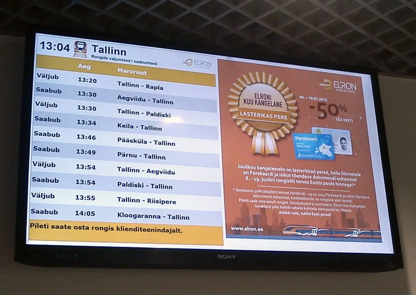 Elroni infotabloo Balti jaamas
