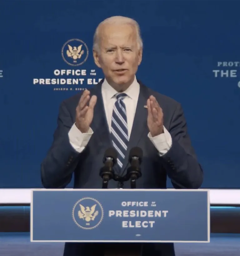 USA presidendivalimised võitnud demokraat Joe Biden kõnelemas 10. novembril Delaware'is Wilmingtonis.