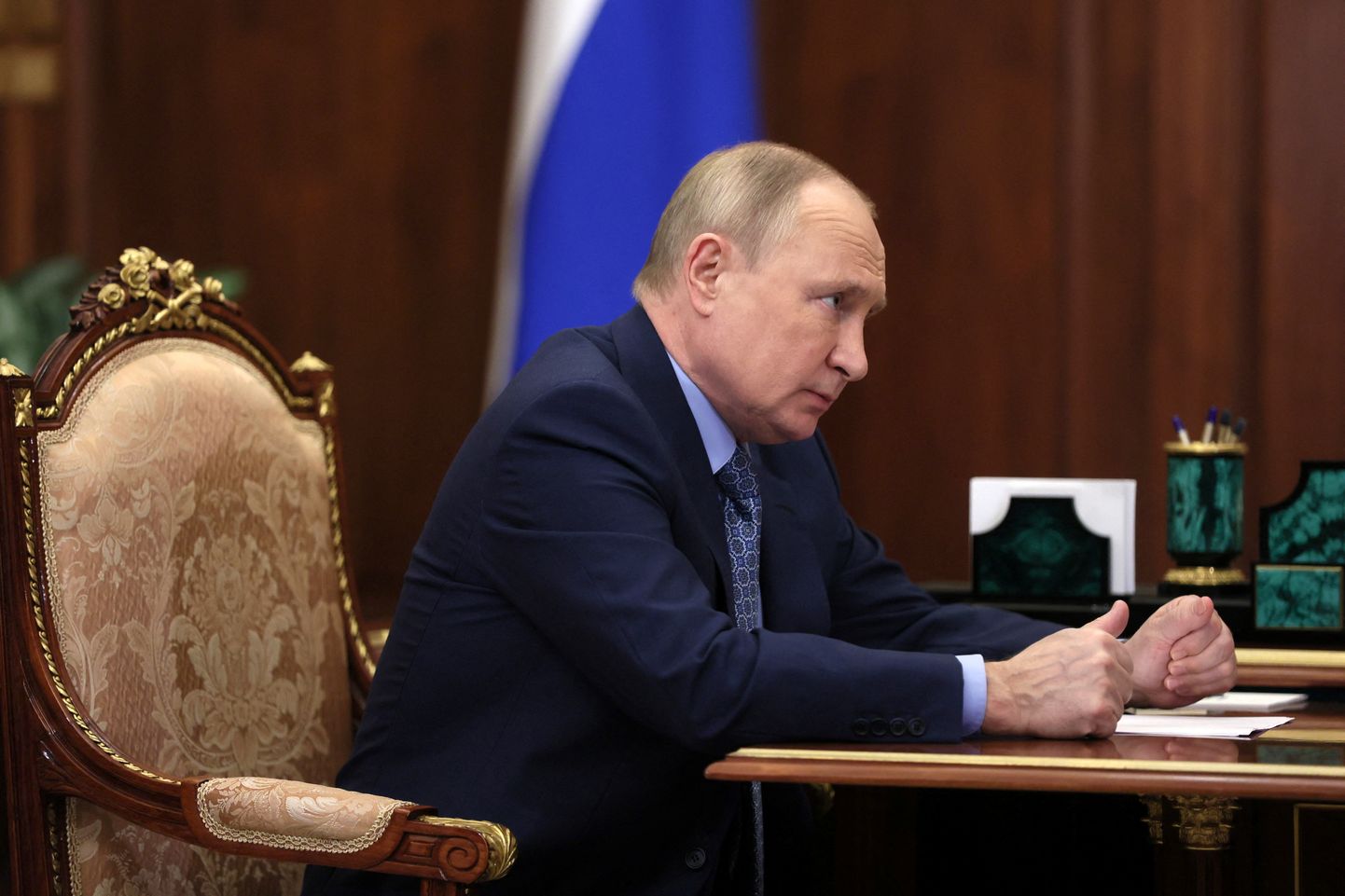 Venemaa president Vladimir Putin kohtus 30. märtsil 2022 Moskvas Kremlis Inguši Vabariigi juhi Mahmud-Ali Kalimatoviga