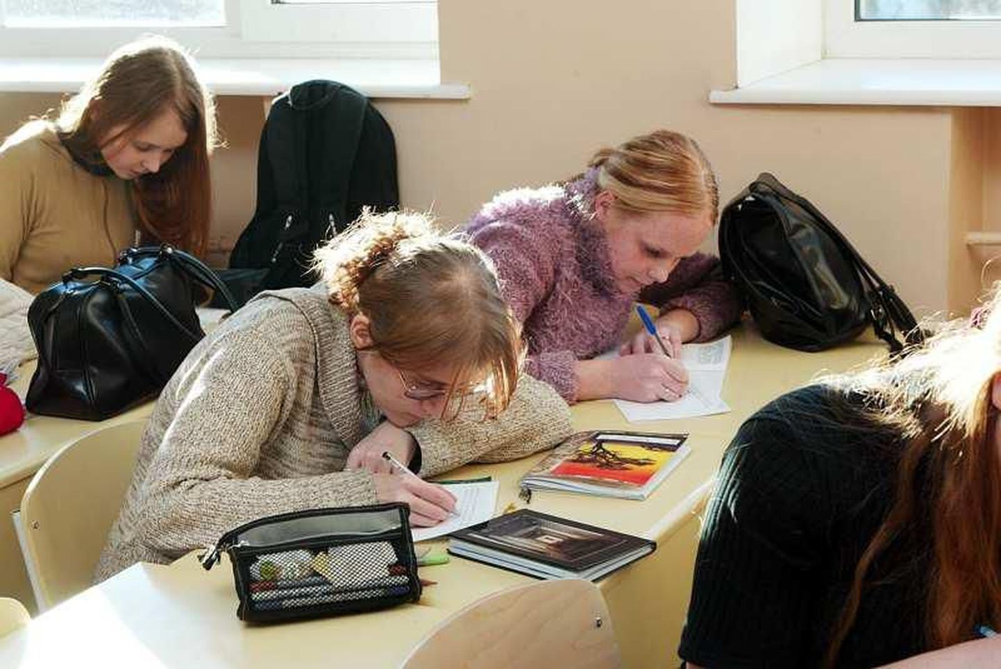 Ученицы Таллиннской художественной гимназии пишут эссе.