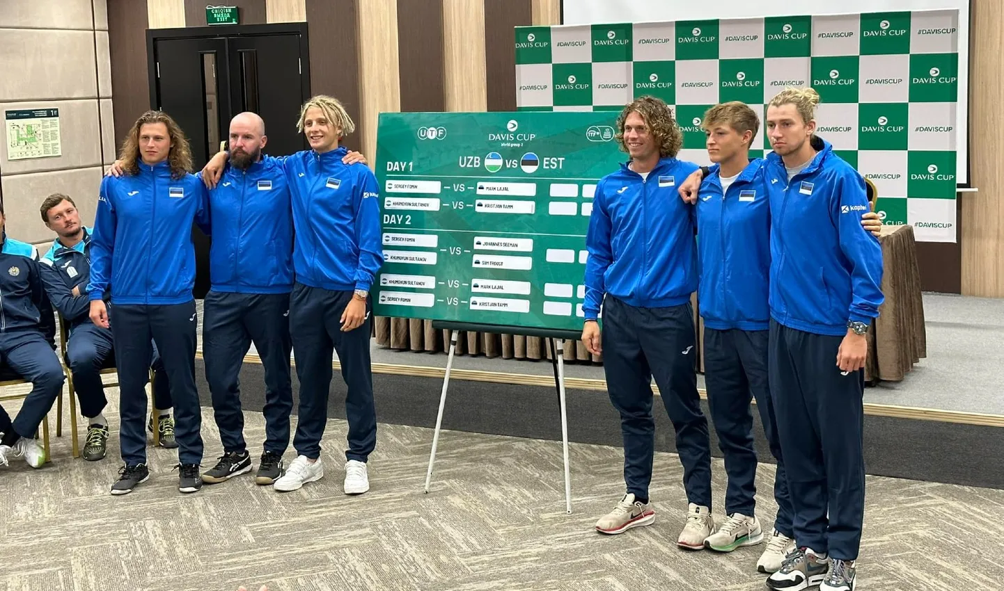 Eesti koondis viimasel Davis Cupi kohtumisel Taškendis Usbekistani koondise vastu 2024. aasta septembris.