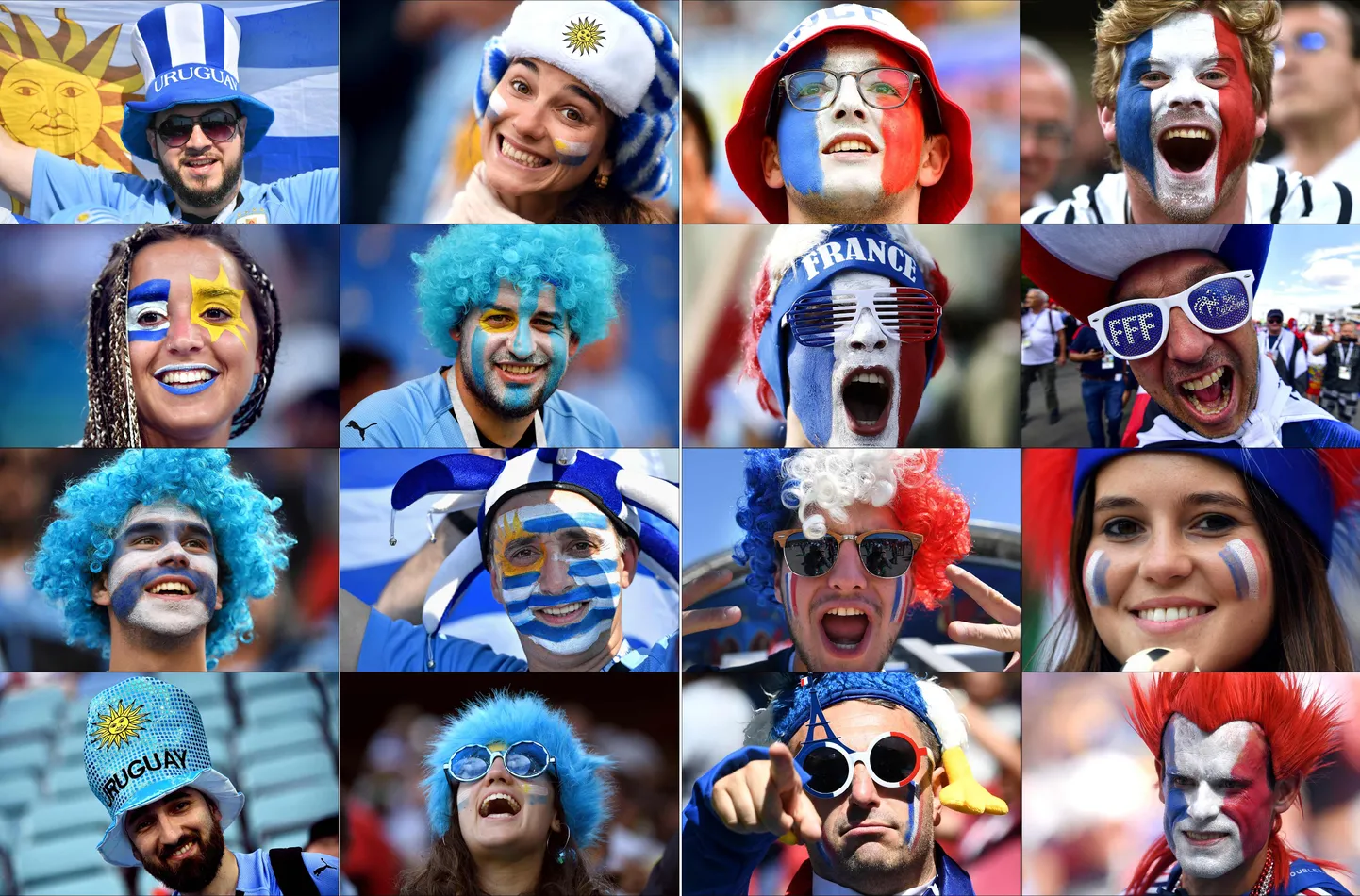 Uruguai ja Prantsusmaa koondise toetajad.