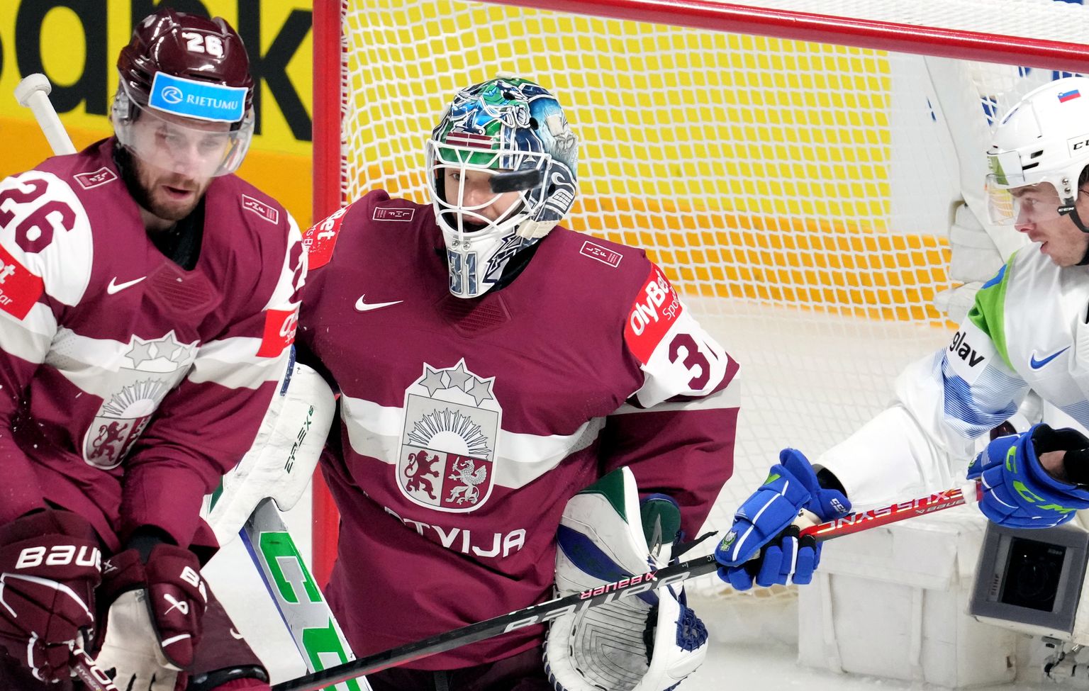 Latvijas hokeja izlases vārtsargs Artūrs Šilovs
